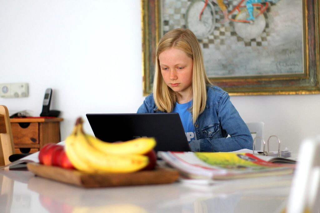パソコンをしている女の子